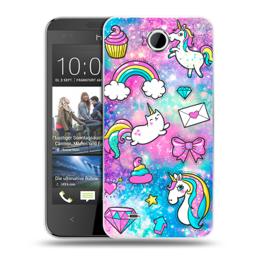 Силиконовый чехол на HTC Desire 300 с принтом Единороги