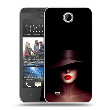 Силиконовый чехол на HTC Desire 300 с принтом Девушка в шляпе Силиконовый чехол на HTC Desire 300 с принтом Девушка в шляпе