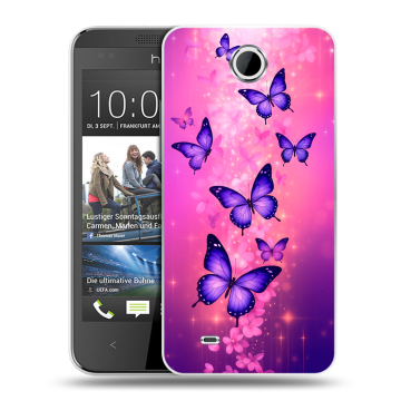 Силиконовый чехол на HTC Desire 300 с принтом Бабочки Силиконовый чехол на HTC Desire 300 с принтом Бабочки