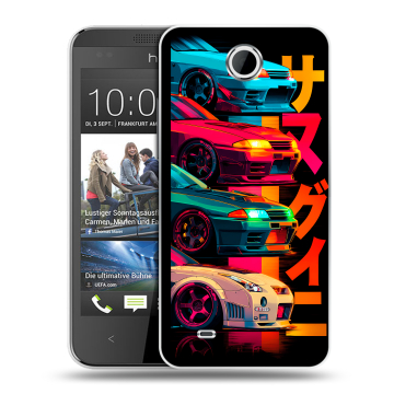 Силиконовый чехол на HTC Desire 300 с принтом Гоночные машины Силиконовый чехол на HTC Desire 300 с принтом Гоночные машины
