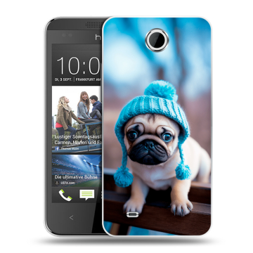 Силиконовый чехол на HTC Desire 300 с принтом Мопс в шапке Силиконовый чехол на HTC Desire 300 с принтом Мопс в шапке
