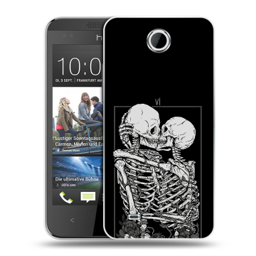 Силиконовый чехол на HTC Desire 300 с принтом Поцелуй скелетов Силиконовый чехол на HTC Desire 300 с принтом Поцелуй скелетов