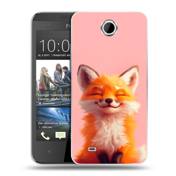 Силиконовый чехол на HTC Desire 300 с принтом милая лиса Силиконовый чехол на HTC Desire 300 с принтом милая лиса