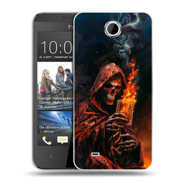 Силиконовый чехол на HTC Desire 300 с принтом Скелет и карты Силиконовый чехол на HTC Desire 300 с принтом Скелет и карты