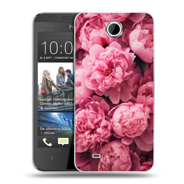 Силиконовый чехол на HTC Desire 300 с принтом цветы пионы Силиконовый чехол на HTC Desire 300 с принтом цветы пионы
