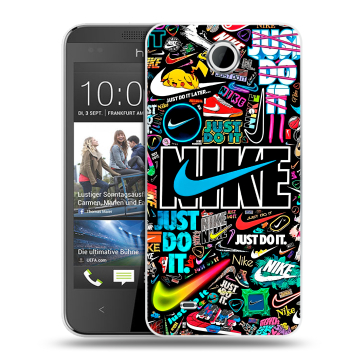 Силиконовый чехол на HTC Desire 300 с принтом найк nike черный Силиконовый чехол на HTC Desire 300 с принтом найк nike черный