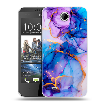 Силиконовый чехол на HTC Desire 300 с принтом синий мрамор Силиконовый чехол на HTC Desire 300 с принтом синий мрамор