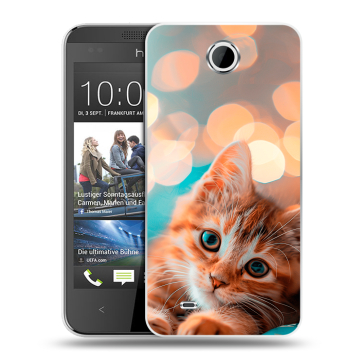 Силиконовый чехол на HTC Desire 300 с принтом котик Силиконовый чехол на HTC Desire 300 с принтом котик