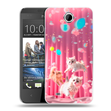 Силиконовый чехол на HTC Desire 300 с принтом милые котики Силиконовый чехол на HTC Desire 300 с принтом милые котики
