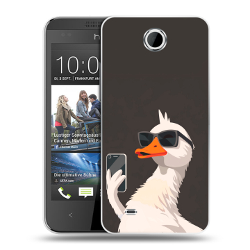 Силиконовый чехол на HTC Desire 300 с принтом утка в очках Силиконовый чехол на HTC Desire 300 с принтом утка в очках