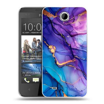 Силиконовый чехол на HTC Desire 300 с принтом синий мрамор Силиконовый чехол на HTC Desire 300 с принтом синий мрамор