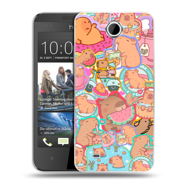 Силиконовый чехол на HTC Desire 300 с принтом капибары Силиконовый чехол на HTC Desire 300 с принтом капибары