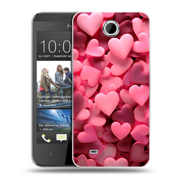 Силиконовый чехол на HTC Desire 300 с принтом розовые сердечки Силиконовый чехол на HTC Desire 300 с принтом розовые сердечки