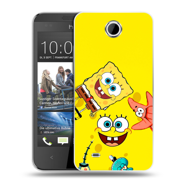 Силиконовый чехол на HTC Desire 300 с принтом Спанч боб Спанчбоб