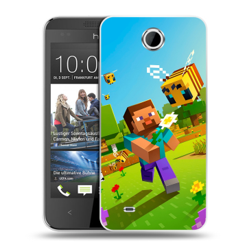 Силиконовый чехол на HTC Desire 300 с принтом Майнкрафт Minecraft