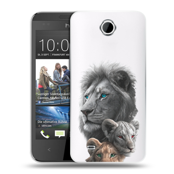 Силиконовый чехол на HTC Desire 300 с принтом Львы Силиконовый чехол на HTC Desire 300 с принтом Львы