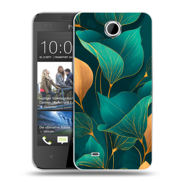 Силиконовый чехол на HTC Desire 300 с принтом Листья и золото Силиконовый чехол на HTC Desire 300 с принтом Листья и золото