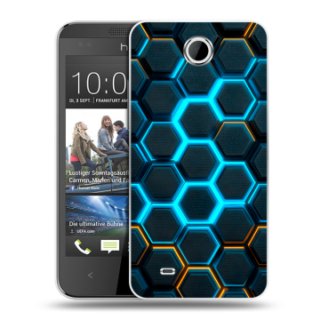 Силиконовый чехол на HTC Desire 300 с принтом Неоновые соты Силиконовый чехол на HTC Desire 300 с принтом Неоновые соты