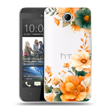 Силиконовый чехол на HTC Desire 300 с принтом Цветы принт Силиконовый чехол на HTC Desire 300 с принтом Цветы принт