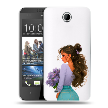 Силиконовый чехол на HTC Desire 300 с принтом девушка цветы Силиконовый чехол на HTC Desire 300 с принтом девушка цветы