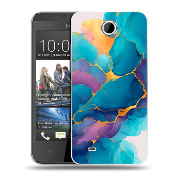 Силиконовый чехол на HTC Desire 300 с принтом Мрамор блестки Силиконовый чехол на HTC Desire 300 с принтом Мрамор блестки