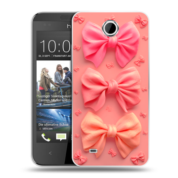 Силиконовый чехол на HTC Desire 300 с принтом Розовые бантики Силиконовый чехол на HTC Desire 300 с принтом Розовые бантики