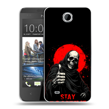 Силиконовый чехол на HTC Desire 300 с принтом смешной скелет Силиконовый чехол на HTC Desire 300 с принтом смешной скелет