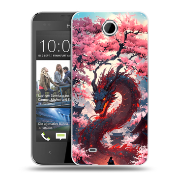 Силиконовый чехол на HTC Desire 300 с принтом Дракон Японский Силиконовый чехол на HTC Desire 300 с принтом Дракон Японский
