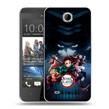 Силиконовый чехол на HTC Desire 300 с принтом Demon Slayer Клинок рассекающий демонов