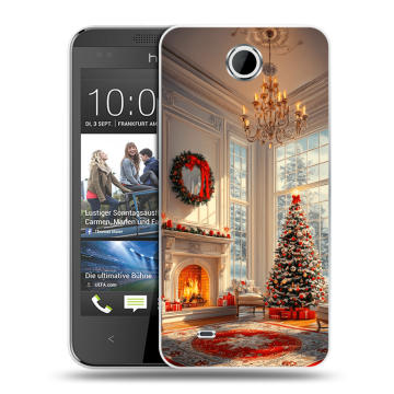 Силиконовый чехол на HTC Desire 300 с принтом Новый год Силиконовый чехол на HTC Desire 300 с принтом Новый год
