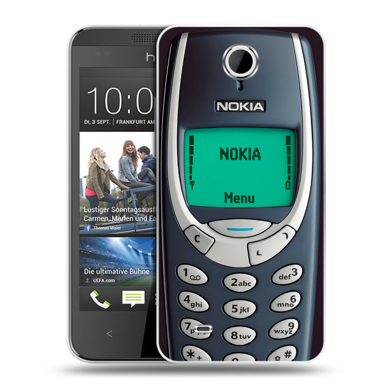 Силиконовый чехол на HTC Desire 300 с принтом Старый телефон Силиконовый чехол на HTC Desire 300 с принтом Старый телефон