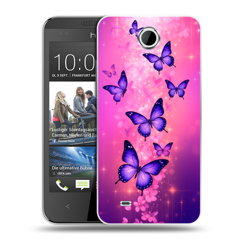 Силиконовый чехол на HTC Desire 300 с принтом Бабочки Силиконовый чехол на HTC Desire 300 с принтом Бабочки