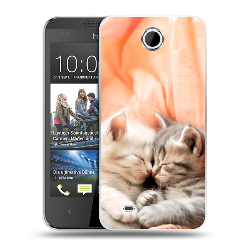 Силиконовый чехол на HTC Desire 300 с принтом Котята Силиконовый чехол на HTC Desire 300 с принтом Котята