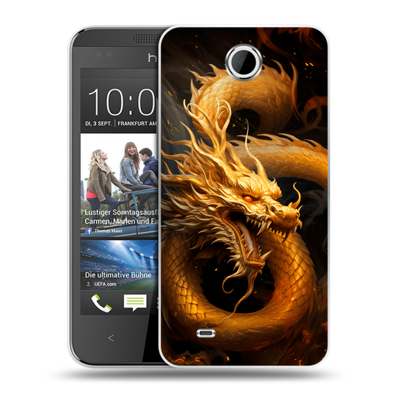 Силиконовый чехол на HTC Desire 300 с принтом Золотой дракон Силиконовый чехол на HTC Desire 300 с принтом Золотой дракон