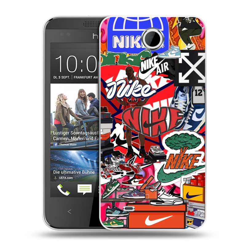 Силиконовый чехол на HTC Desire 300 с принтом Найк Nike яркий Силиконовый чехол на HTC Desire 300 с принтом Найк Nike яркий