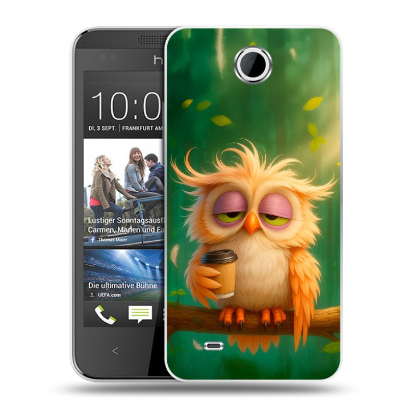 Силиконовый чехол на HTC Desire 300 с принтом сова Силиконовый чехол на HTC Desire 300 с принтом сова