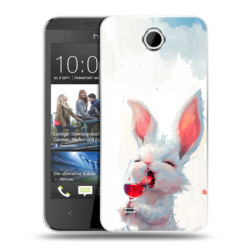 Силиконовый чехол на HTC Desire 300 с принтом кролик зайчик Силиконовый чехол на HTC Desire 300 с принтом кролик зайчик