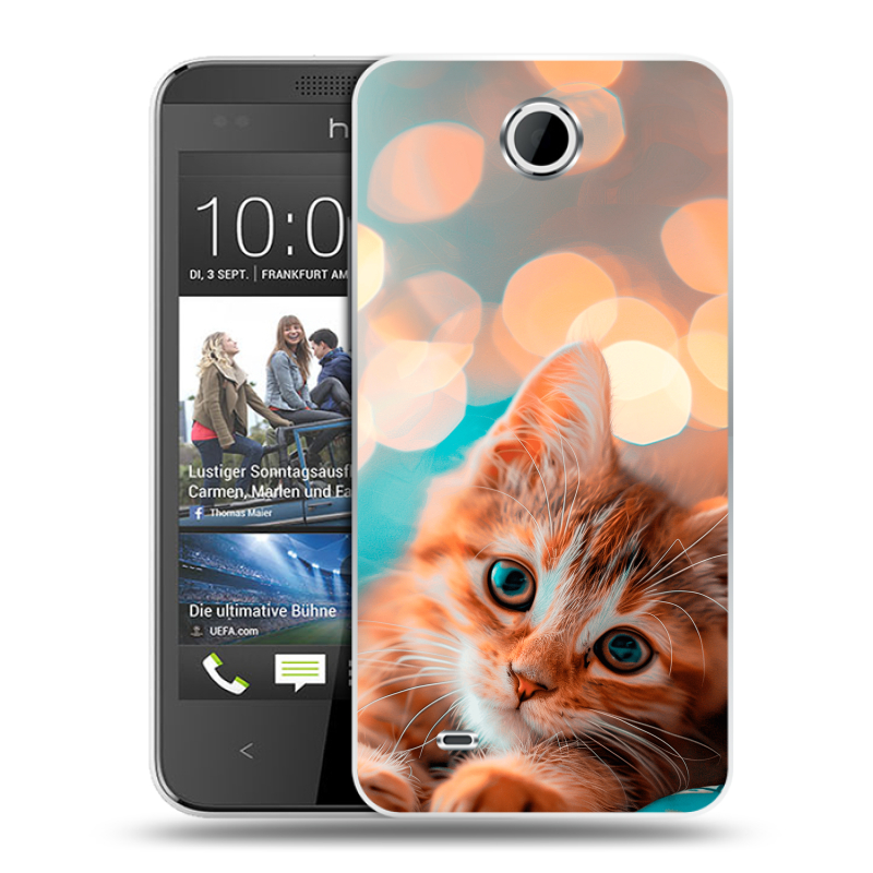 Силиконовый чехол на HTC Desire 300 с принтом котик Силиконовый чехол на HTC Desire 300 с принтом котик