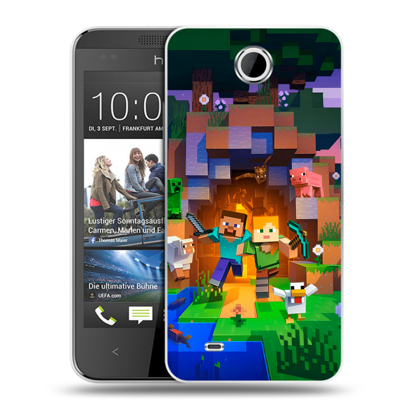 Силиконовый чехол на HTC Desire 300 с принтом Майнкрафт Minecraft Силиконовый чехол на HTC Desire 300 с принтом Майнкрафт Minecraft
