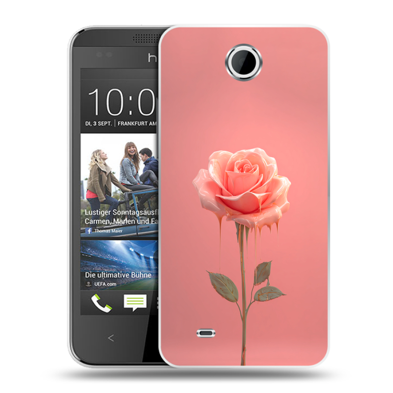 Силиконовый чехол на HTC Desire 300 с принтом Розовая роза Силиконовый чехол на HTC Desire 300 с принтом Розовая роза