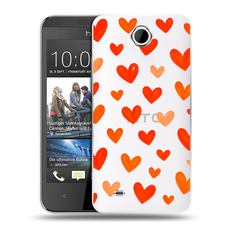 Силиконовый чехол на HTC Desire 300 с принтом Сердечки Силиконовый чехол на HTC Desire 300 с принтом Сердечки