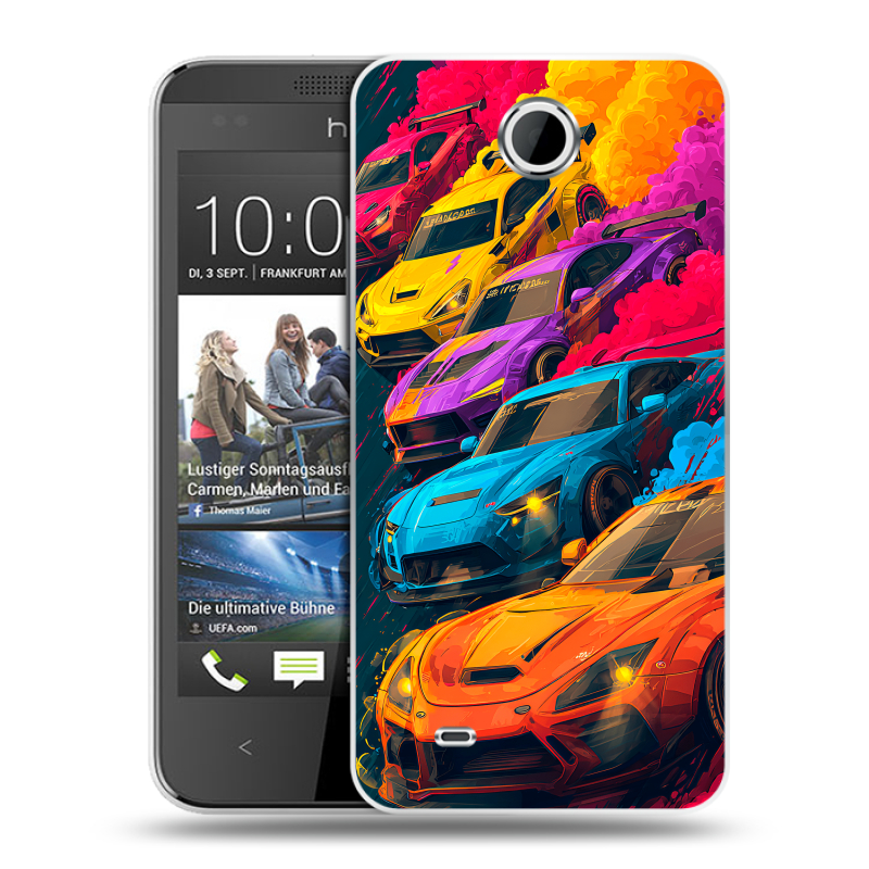 Силиконовый чехол на HTC Desire 300 с принтом Тачки Силиконовый чехол на HTC Desire 300 с принтом Тачки