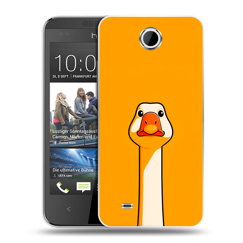 Силиконовый чехол на HTC Desire 300 с принтом Смешная утка Силиконовый чехол на HTC Desire 300 с принтом Смешная утка