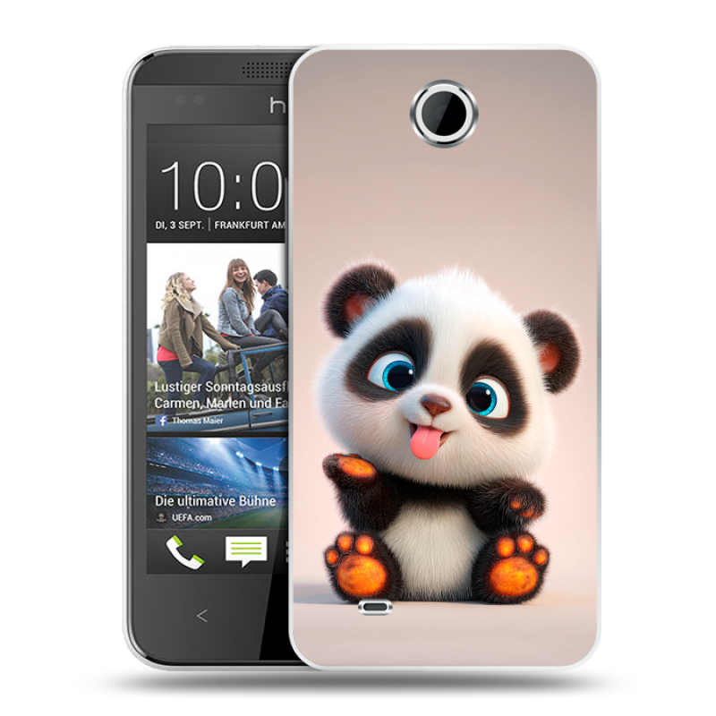 Силиконовый чехол на HTC Desire 300 с принтом милая панда Силиконовый чехол на HTC Desire 300 с принтом милая панда