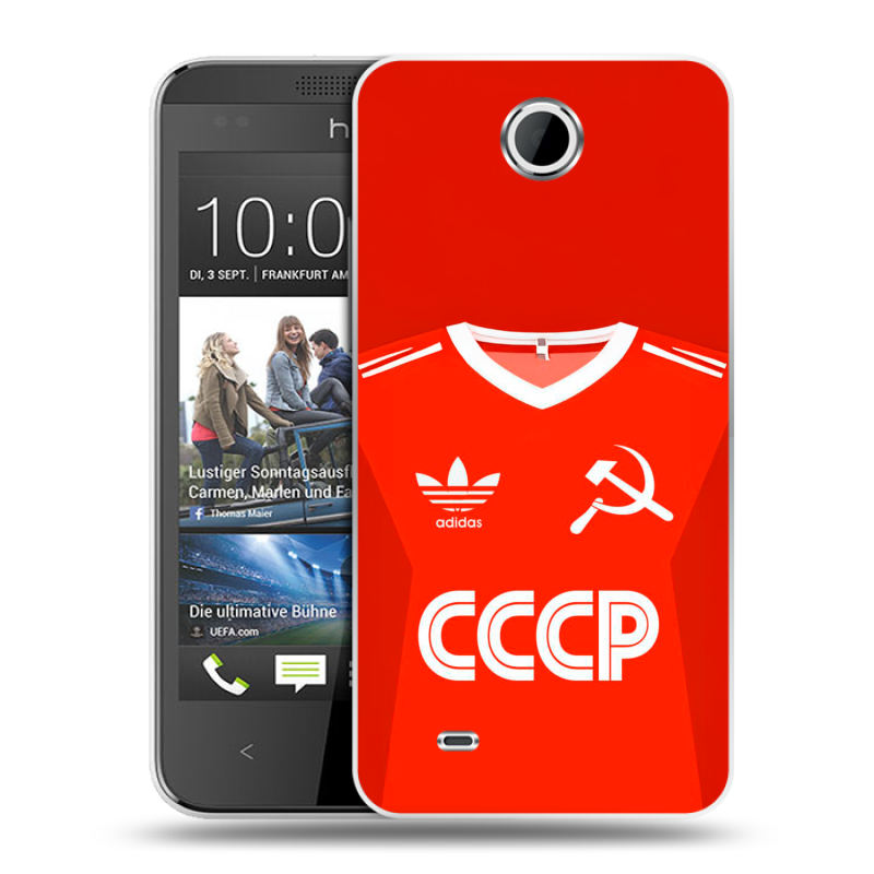 Силиконовый чехол на HTC Desire 300 с принтом Флаг Герб СССР Силиконовый чехол на HTC Desire 300 с принтом Флаг Герб СССР