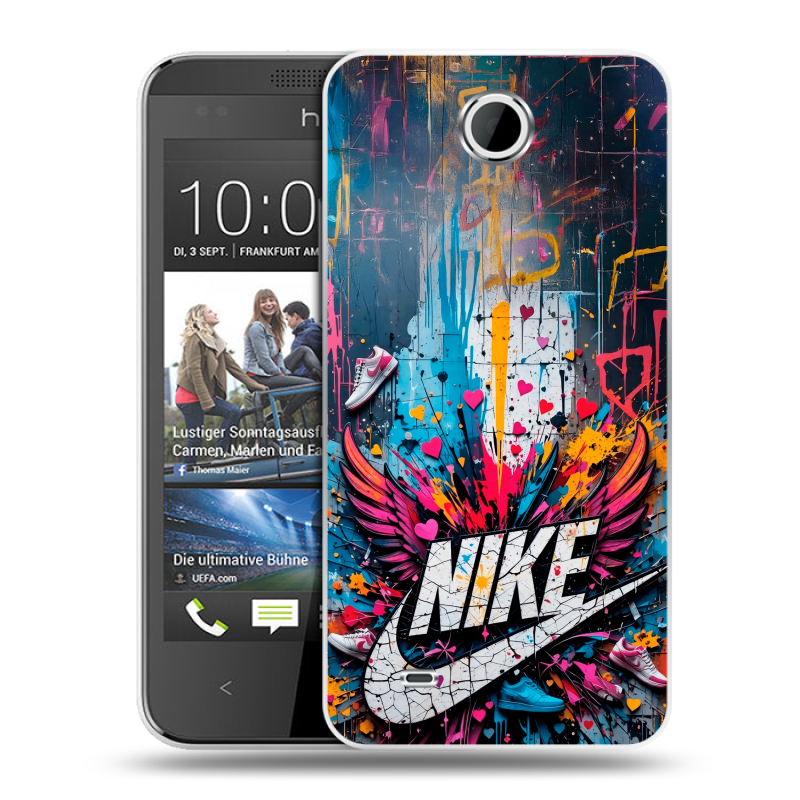 Силиконовый чехол на HTC Desire 300 с принтом Nike Найк Силиконовый чехол на HTC Desire 300 с принтом Nike Найк
