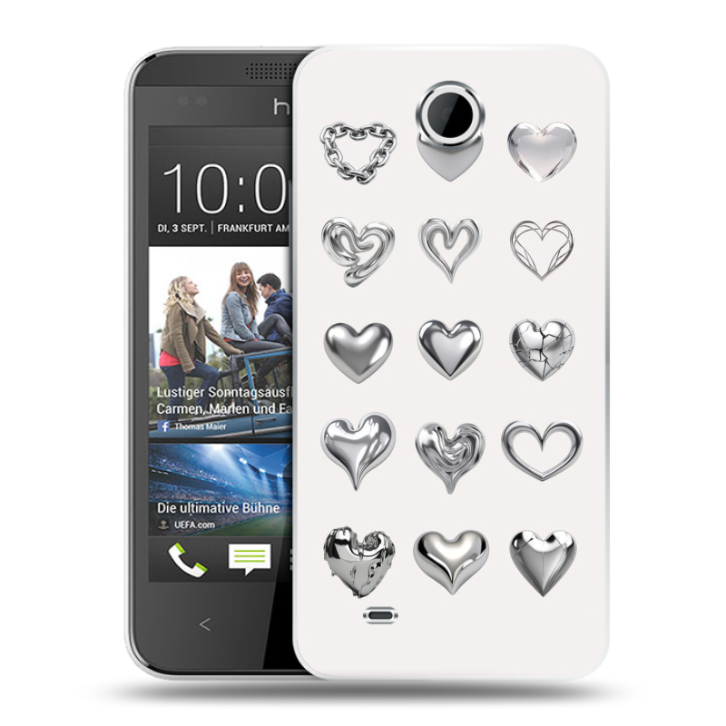 Силиконовый чехол на HTC Desire 300 с принтом Y2K сердечки Силиконовый чехол на HTC Desire 300 с принтом Y2K сердечки