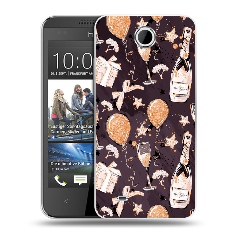 Силиконовый чехол на HTC Desire 300 с принтом Новый год Силиконовый чехол на HTC Desire 300 с принтом Новый год