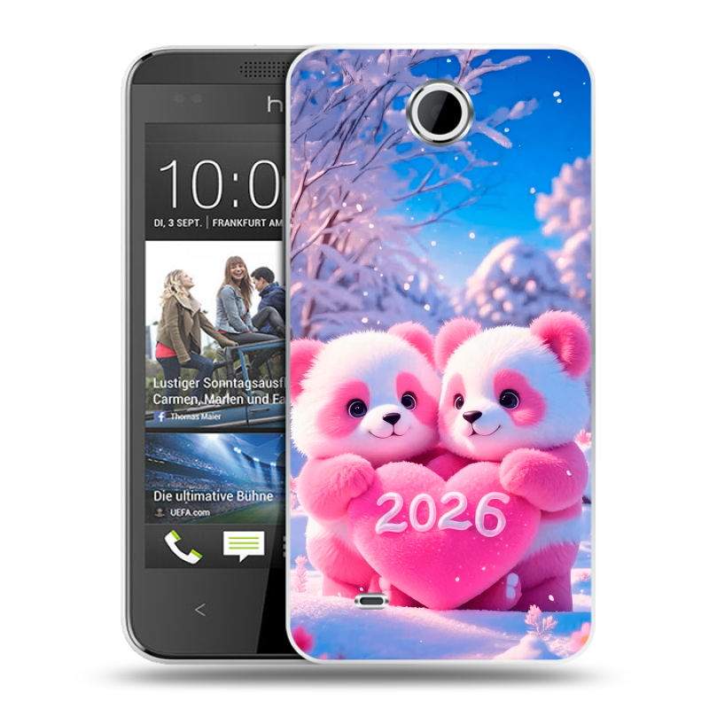 Силиконовый чехол на HTC Desire 300 с принтом Новый год Силиконовый чехол на HTC Desire 300 с принтом Новый год