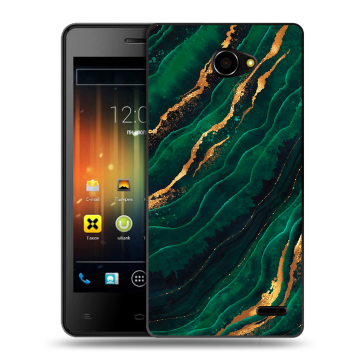 Пластиковый чехол на Fly IQ4403 Energie 3 с принтом Мрамор зеленое золото Пластиковый чехол на Fly IQ4403 Energie 3 с принтом Мрамор зеленое золото